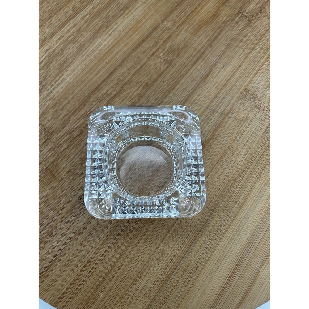 Vintage Made‎ In France Crystal Glass Trinket Dish/Ashtray/clock  4" Square Base